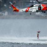 The U.S. Coast Guard demonstrates a search-and-rescue during the Juneau Maritime Festival on Saturday, May 3, 2025. (Jasz Garrett / Juneau Empire)