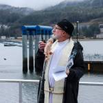 The Rev. Gordon Blue from the Church of the Holy Trinity gives an invocation at the Alaska Commercial Fishermens Memorial on Saturday, May 3, 2025. (Jasz Garrett / Juneau Empire)