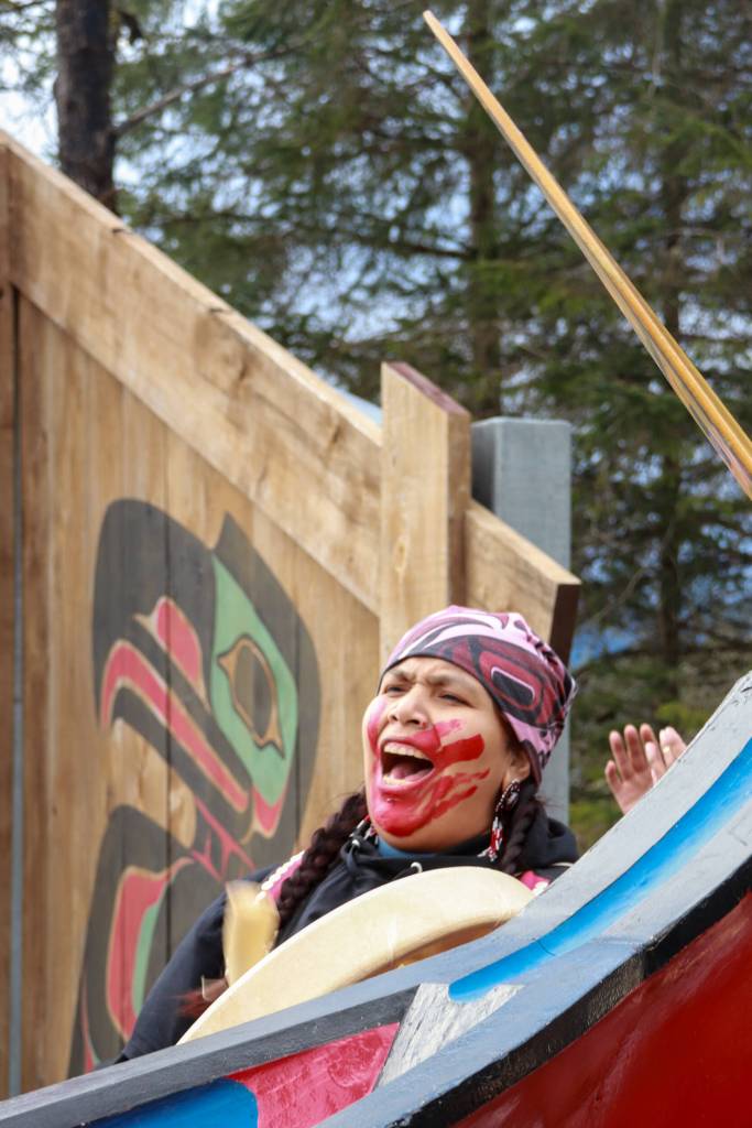 Bamby James sings at a Missing and Murdered Indigenous Persons Remembrance Ceremony on Monday, May 5, 2025. (Jasz Garrett / Juneau Empire)
