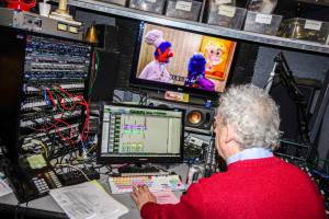 Dick Maitland, a foley artist, works on the 46th season of Sesame Street at Kaufman Astoria Studios in New York, Dec. 15, 2025. (Ariana McLaughlin/The New York Times)