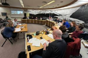 Juneau Assembly members hear a report from Eaglecrest Ski Area leaders during a Finance Committee meeting on Wednesday, May 14, 2025, at City Hall. (Mark Sabbatini / Juneau Empire file photo)