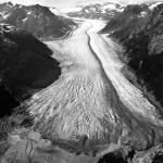 The vast Tulsequah Glacier descends from the Juneau Icefield, topping the Coast Mountains on the border of Alaska and British Columbia in August 1961. (Corbis photo via Getty Images/Grist)