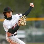 Juneau-Douglas High School: Yadaa.at Kalés Charlie Begenyl pitches during their 10-5 victory over Ketchikan on the first day of the Region V Baseball tournament at Norman Walker Field on Thursday. (Christopher Mullen/Ketchikan Daily News)