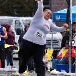 Juneau-Douglas High School: Yadaa.at Kalé senior Maxie Lehauli launches the shot put during the 2025 ASAA/First Bank Alaska State Track & Field Championships on Saturday at Anchorages Dimond High School. (Klas Stolpe / Juneau Empire)