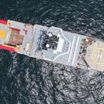 The U.S. Coast Guard Cutter Storis is shown here from a top view while underway, June 3, 2025. (Photo courtesy of Edison Chouest Offshore)