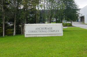 The entrance to the Anchorage Correctional Complex is seen on Aug. 29, 2022. (Yereth Rosen/Alaska Beacon)