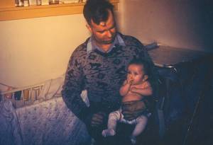Harold Axel Stolpe holding son Klas at their home in Petersburg circa 1960. (Photo courtesy of Klas Stolpe)