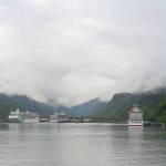 Cruise ships dock in Skagway on Friday, June 13, 2025. (Jasz Garrett / Juneau Empire)