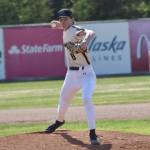 Jack Zuspan delivers to the Post 20 Twins on Friday, June 20, 2025, in the Lance Coz Wood Bat Tournament at Coral Seymour Memorial Park in Kenai, Alaska. (Photo by Jeff Helminiak/Peninsula Clarion)
