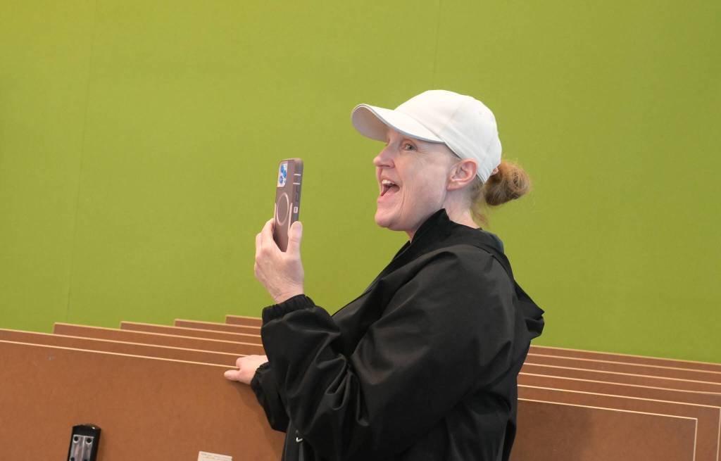 Debra Ore sings the national anthem on Tuesday, June 24, 2025. (Jasz Garrett / Juneau Empire)