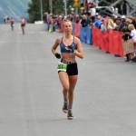 Kenais Tania Boonstra, 17, finishes second in the junior girls race at the Mount Marathon Race on July 4, 2025, in Seward, Alaska. (Photo by Jeff Helminiak/Peninsula Clarion)