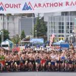 The juniors start at the Mount Marathon Race on July 4, 2025, in Seward, Alaska. (Photo by Jeff Helminiak/Peninsula Clarion)