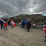 About 50 people attended a rally promoting Canada-United States friendship on the international border near Skagway on July 5.