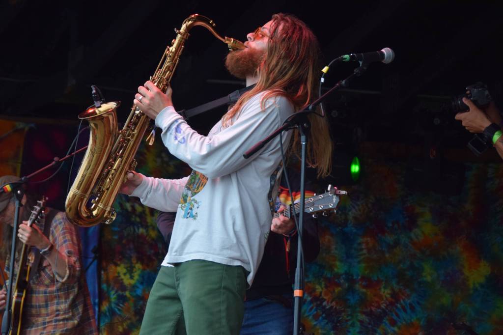 Blackwater Railroad Company performs on the Ocean Stage during Salmonfest, on Saturday, Aug. 2, 2025, at the Kenai Peninsula Fairgrounds in Ninilchik, Alaska. (Delcenia Cosman/Homer News)
