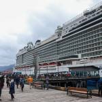 The Norwegian Bliss arrives in Juneau on Monday, April 14, 2025. (Jasz Garrett / Juneau Empire file photo)