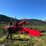 The downed aircraft near Haines, Alaska, Aug. 24, 2025. The pilot was the only person aboard the aircraft and had no reported injuries. (U.S. Coast Guard photo courtesy of Air Station Sitka)
