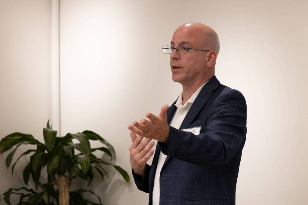 Assembly member Wade Bryson speaks during a candidate forum on Sept. 4, 2025. (Chloe Anderson for the Juneau Empire)