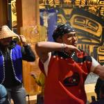 The Sukteeneidí Clan and Yées Ku.oo Dance Group lead the grand exit dance, marking the end of the three-hour ceremony at the Walter Soboleff Building on Monday, Oct. 13.