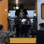 Alaska National Guard photo by Alejandro Peña
Alaska Air National Guard C-17 Globemaster III aircrew, assigned to the 176th Wing, arrive at Joint Base Elmendorf-Richardson, Alaska, with 62 evacuated residents from western Alaska, Oct. 17, 2025.