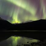 The aurora borealis is seen from Mendenhall Lake in Juneau on Nov. 12, 2025. A series of solar flares caused unusually bright displays of the northern lights across Alaska Tuesday and Wednesday nights. (Chloe Anderson/Peninsula Clarion)