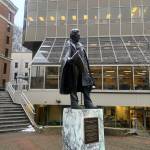A statue of William Henry Seward stands outside the Dimond Courthouse in downtown Juneau. (Mark Sabbatini / Juneau Empire file photo)