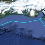This map, provided by Cordova Telecom Cooperative, shows the route of the proposed FISH in SEAK cable that will come online in fall 2027. Cordovas existing fiber route is shown in green. (Image courtesy Cordova Telecom Cooperative)