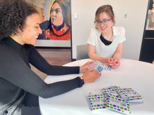 Alaska Childrens Trust Photo
Natalie Hodges and Hailey Clark use the online safety conversation cards produced by the Alaska Childrens Trust.
