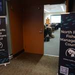 The North Pacific Fishery Management Council’s December meeting, held at the William A. Egan Civic and Convention Center in Anchorage, is seen underway on Dec. 6, 2025. (Photo by Yereth Rosen/Alaska Beacon)