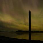 The northern lights are seen from the North Douglas launch ramp late Monday, Jan. 19. A magnetic storm caused unusually bright northern lights Monday evening and into Tuesday morning. (Chloe Anderson/Juneau Empire)