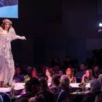 Model Valorie Kissel walks down the runway wearing Time to Unwind by artist Lois Verbaan during the 24th annual Wearable Art Extravaganza hosted by the Juneau Arts & Humanities Council over the weekend of Feb. 14-15. Photo by Ron Gile.
