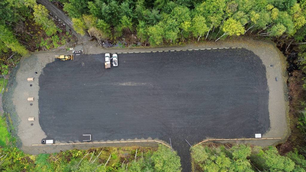 Aerial view of the initial stage of construction. (Photo courtesy of Trail Mix, Inc.)