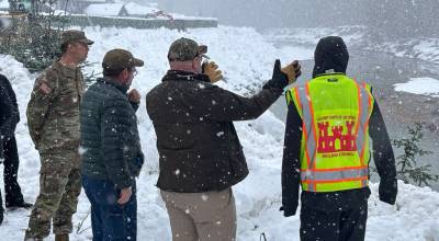 The City and Borough of Juneau welcomed officials last week as they toured Mendenhall Valley to gain first-hand understanding of the annual threat of glacial lake outburst flooding. (City and Borough of Juneau/Facebook)