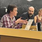 Mark Sabbatini / Juneau Empire File 
Deputy Municipal Clerk Andi Hirsh (left) explains options for implementing ranked choice voting to Juneau Assembly members during a Committee of the Whole meeting June 2, 2025, at City Hall.