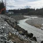 U.S. Army Corps of Engineers working on the Advance Measures Mendenhall Glacial Outburst Flood project. (U.S. Army Corps of Engineers/Facebook)