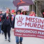 Photo by Corinne Smith/Alaska Beacon
Dozens marched in Juneau to raise awareness of Missing and Murdered Indigenous Peoples on Tuesday, May 5.