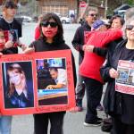 Photo by Corinne Smith/Alaska Beacon
Demonstrators hold signs of lost loved ones, Tracy Day, Alfred Torres Sr. and Benjamin Benny Stepetin at a march to raise awareness of Missing and Murdered Indigenous Peoples in Juneau on Tuesday, May 5.