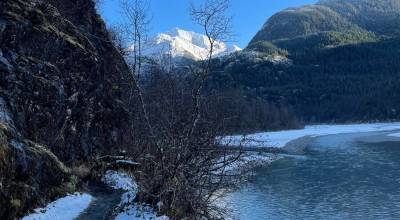 Herbert Glacier Trail follows the Herbert River, as pictured on Nov. 16, 2025. (Mari Kanagy / Juneau Empire)