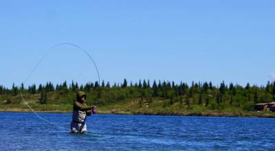 The author had a revelation about two-handed fly rods on his trip to the Bristol Bay region of Alaska. (Courtesy of Jeff Lund)