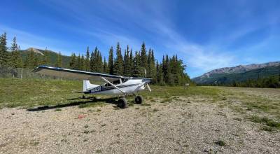 Martin Stuefers Cessna sits at the Denali National Park airstrip on a recent adventure. (Photo by Sara Wilbur)